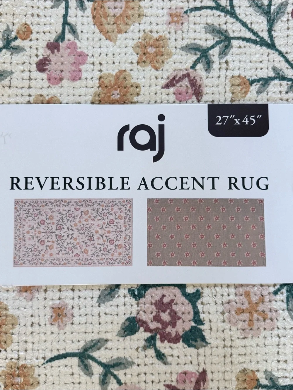 NWT raj soft floral reversible throw rug